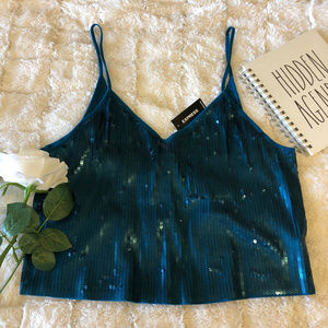 EXPRESS | Blue Sequin Crop Top